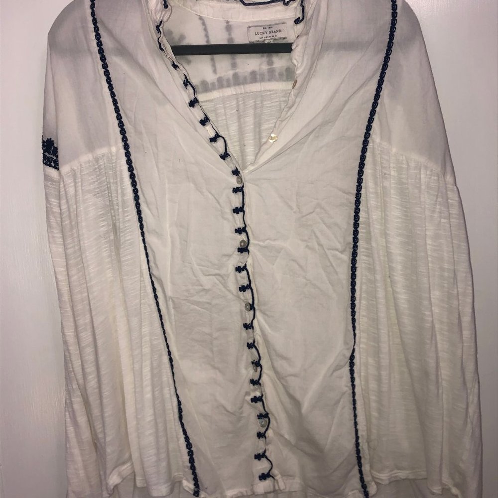 Lucky Brand Embroidered Peasant Blouse